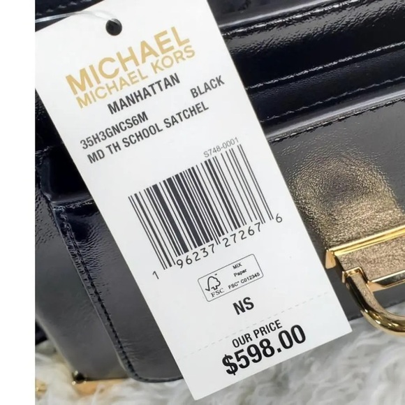 NWT-Michael Kors Manhattan Medium Patent Satchel - Picture 9 of 10